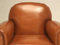Pair of French Art Deco Leather Club Chairs Completely Restored