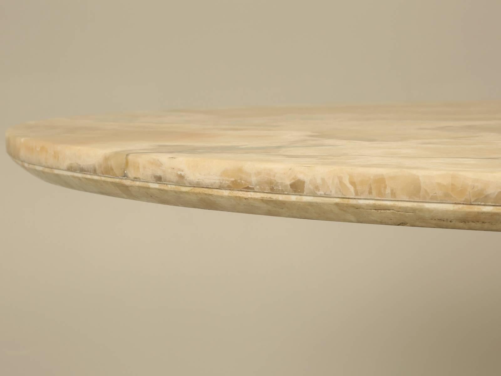American Round Dining Table in Onyx Stone and Stainless Steel