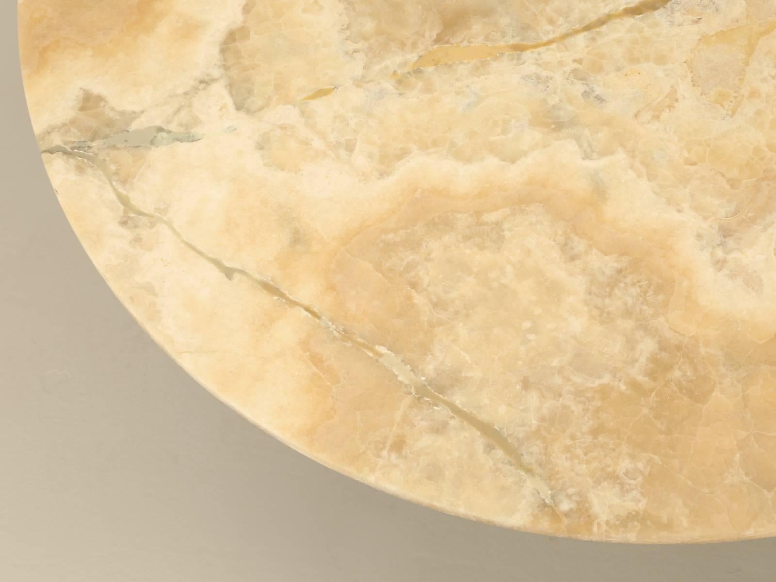 Modern Round Dining Table in Onyx Stone and Stainless Steel