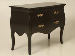 French Bombe Chest or Commode in Black Lacquer