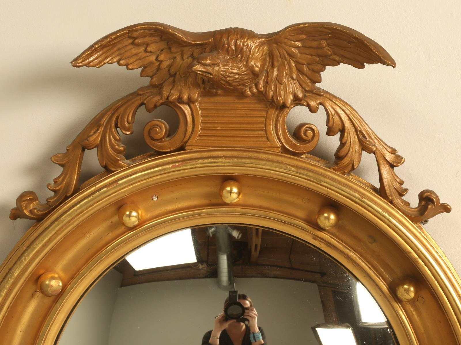 Chinese Regency Eagle Convex Mirror with a Gold Leaf Finish