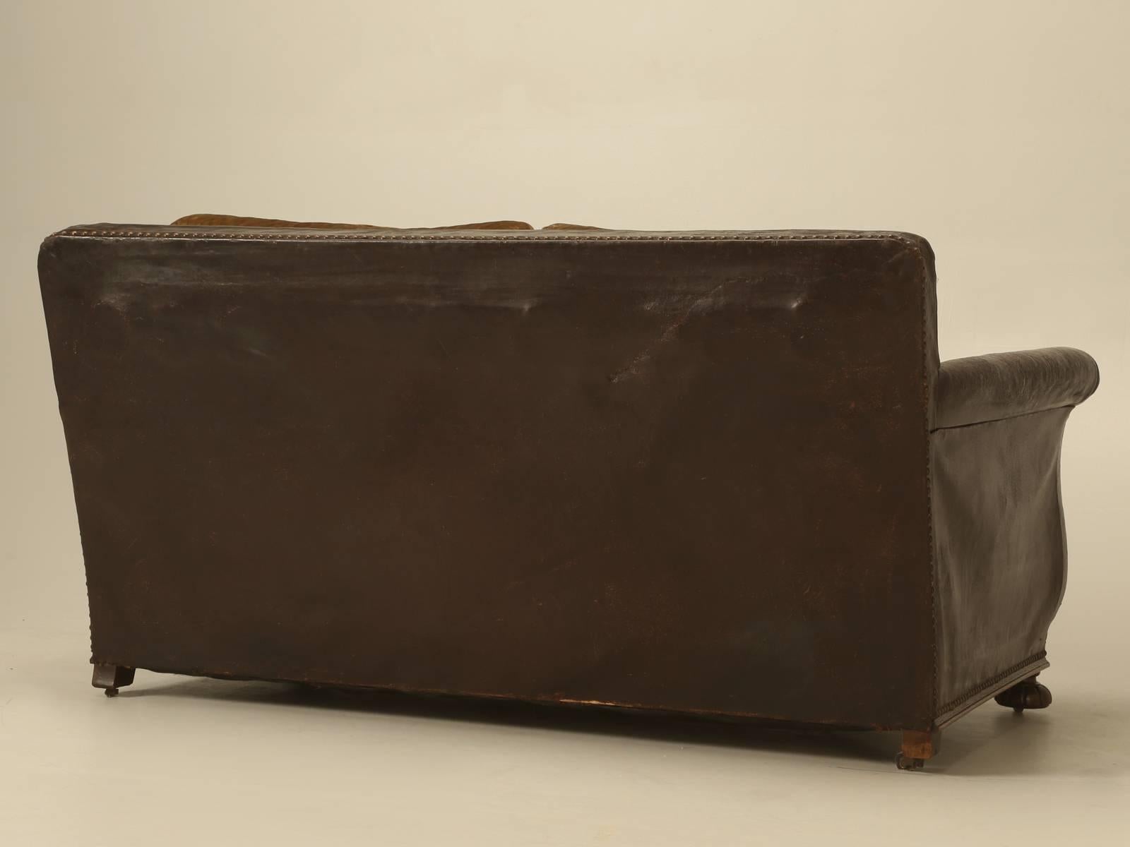 Antique French Leather and Velvet Settee from the 1930s 5