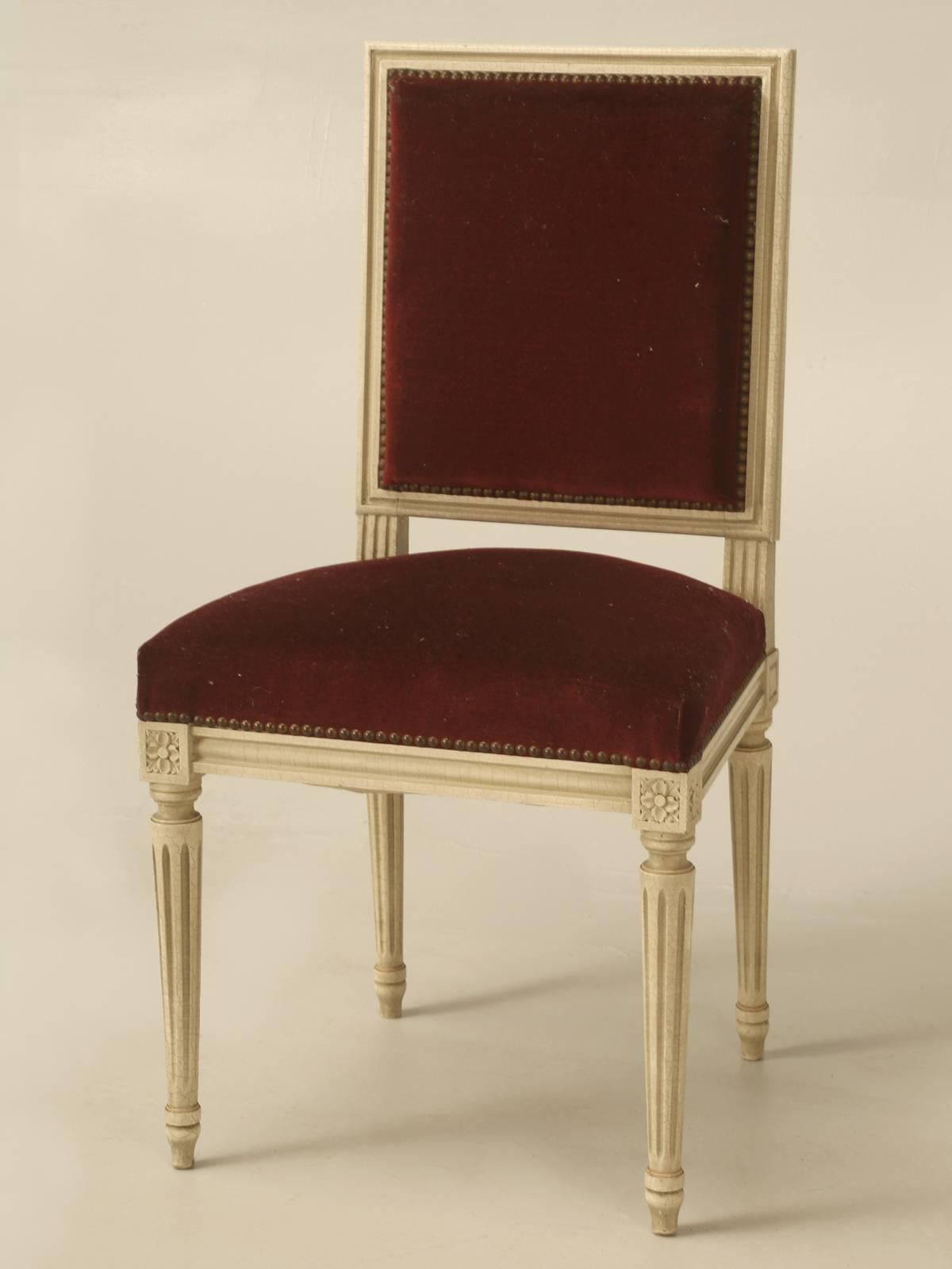 French Louis XVI Style Original Paint Dining Chairs 4