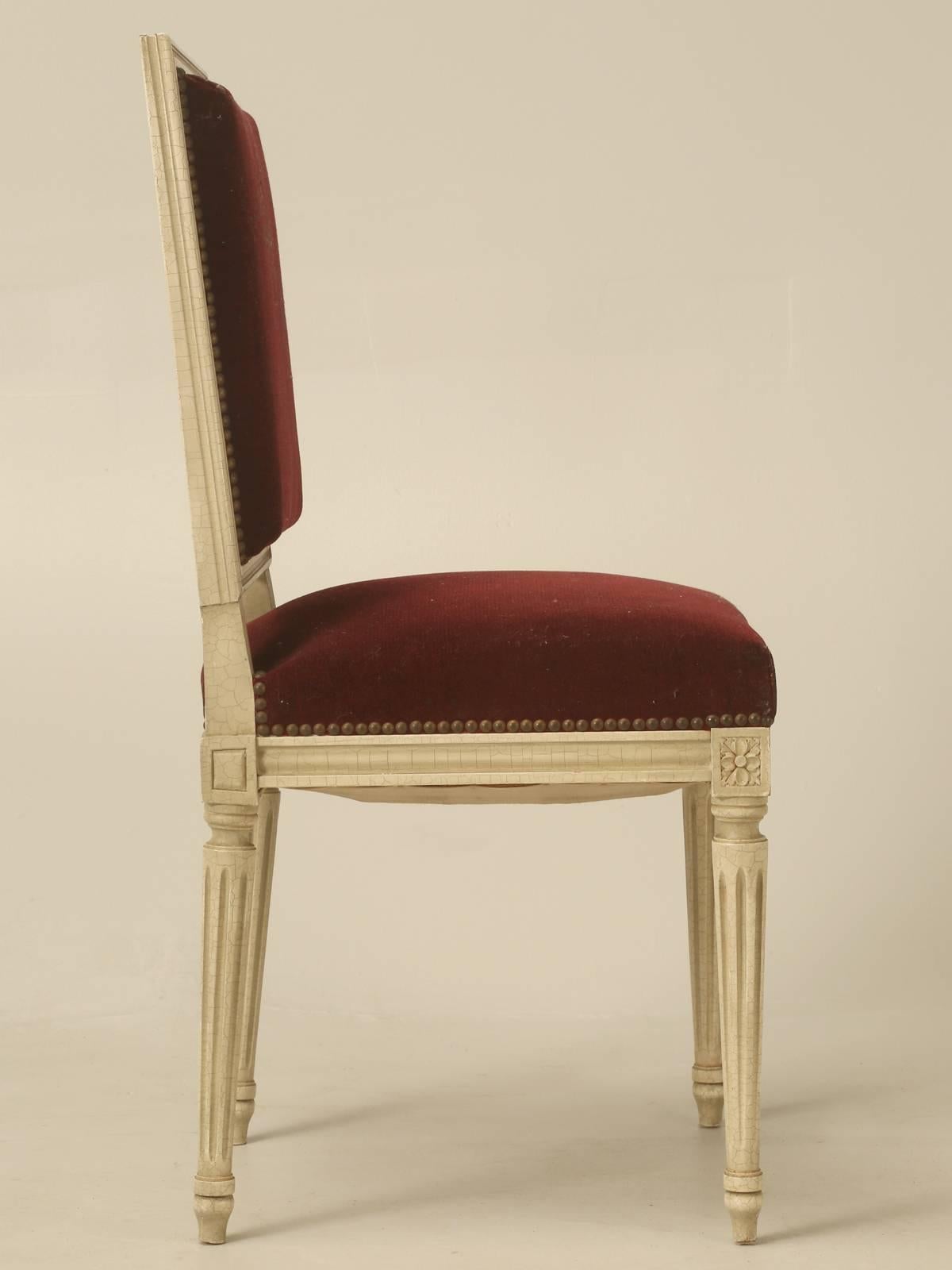 French Louis XVI Style Original Paint Dining Chairs 5