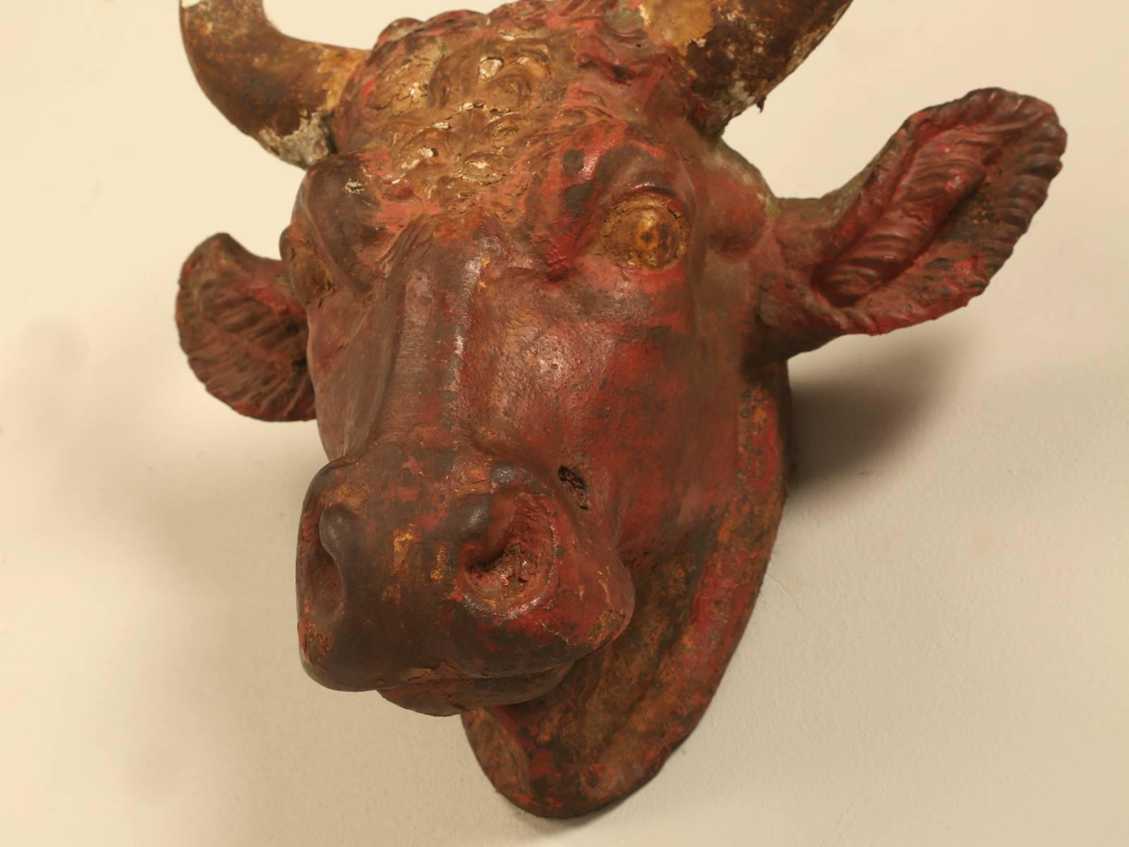 Antique French Cast Iron Steer Head from a Butcher Shop 2