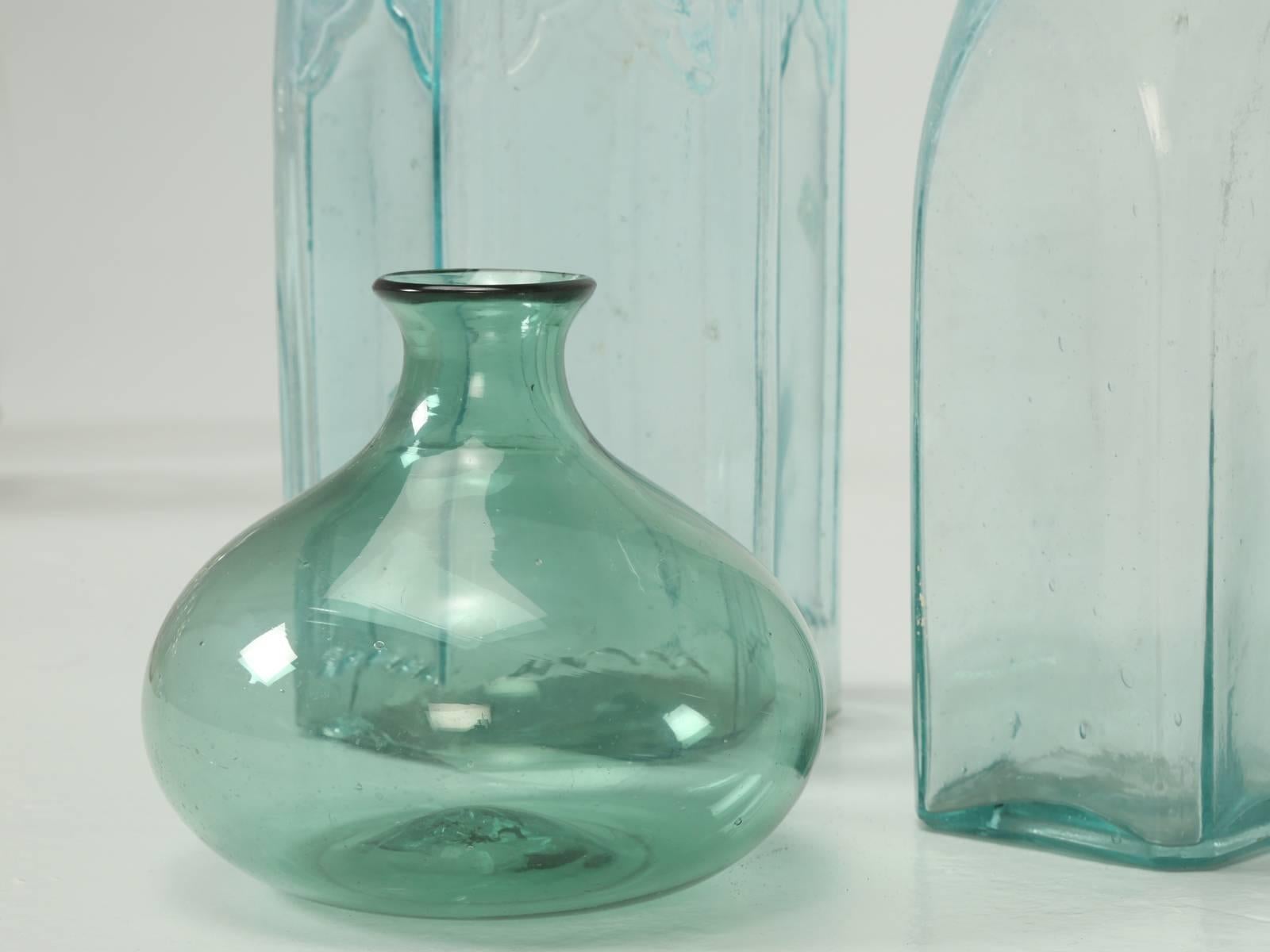 Set of Three Vintage French Green Glass Jars or Vases 4