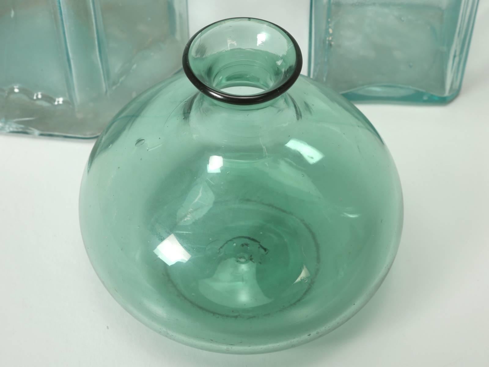 Set of Three Vintage French Green Glass Jars or Vases 5