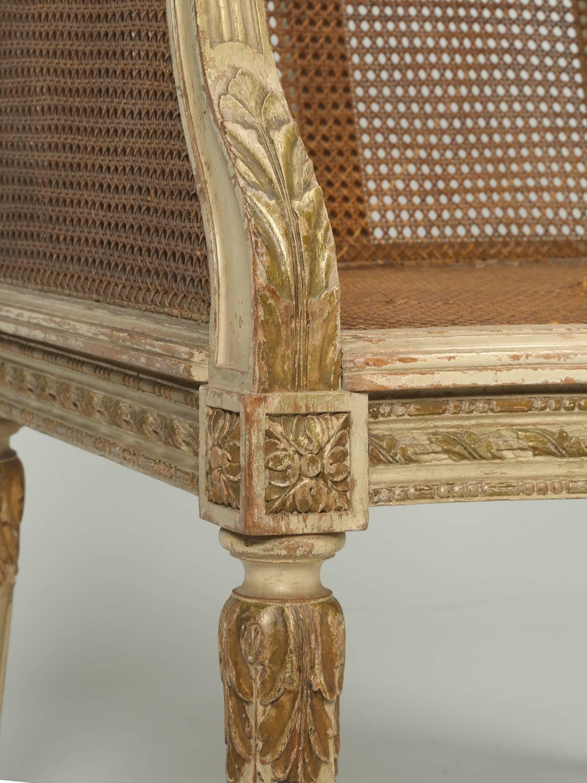 French Louis XVI Style Bergère Chair or Wingback in Original Paint 2