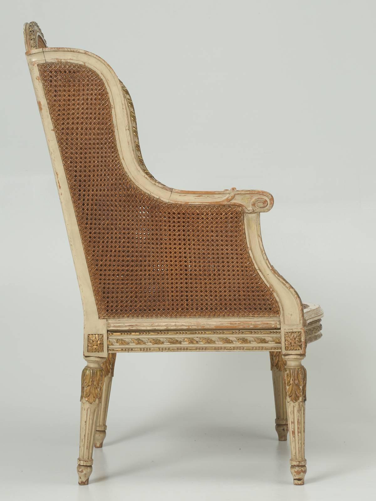 French Louis XVI Style Bergère Chair or Wingback in Original Paint 5