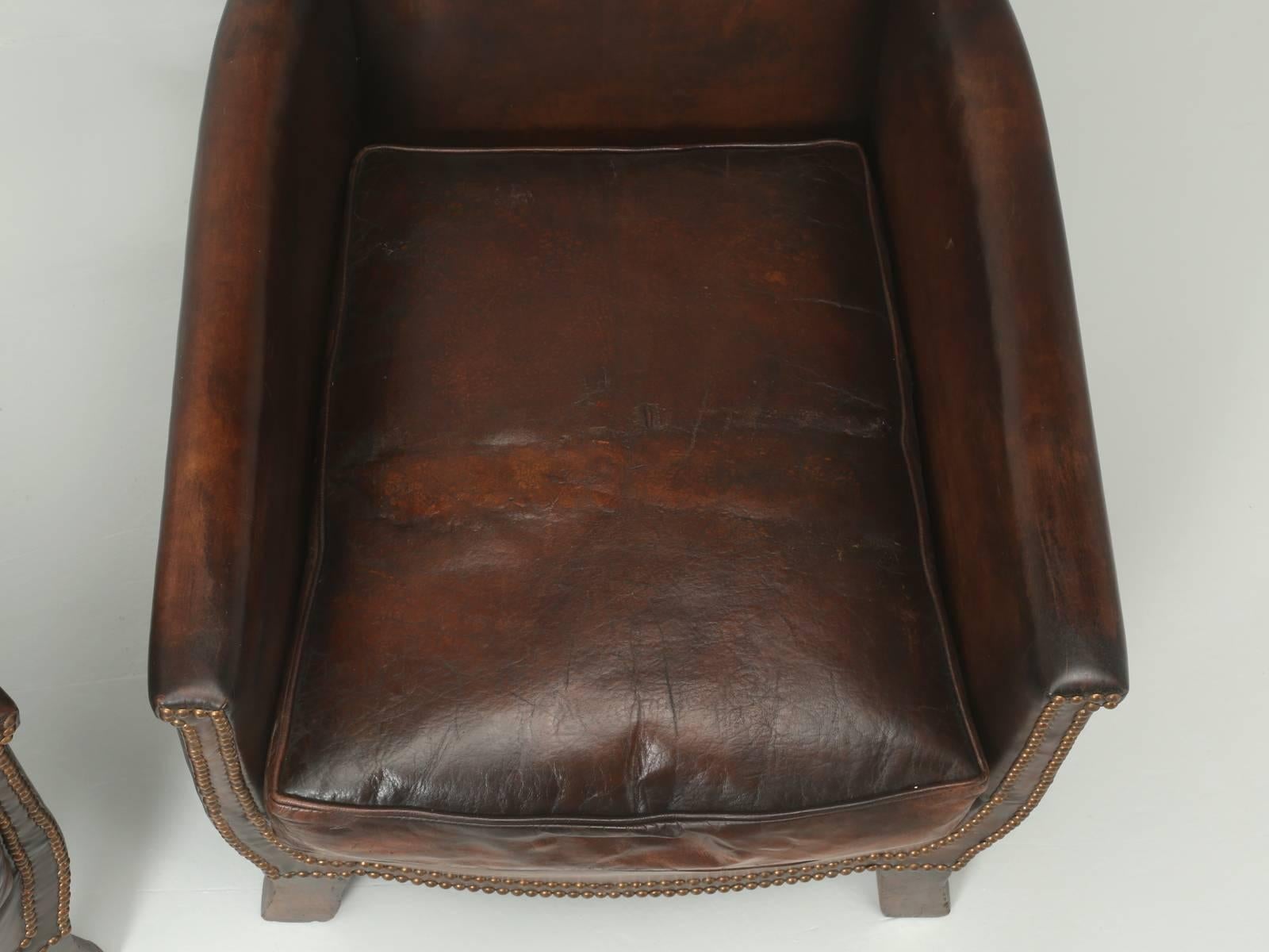 Early 20th Century French Leather Club Chairs