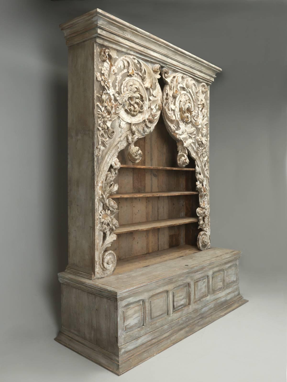 This unbelievable carved bookcase, was found in the home of a retired antique dealer, who resided in a small rural French village, in the south of France. Every item in her home, showcased a woman with a great appreciation for beauty and a