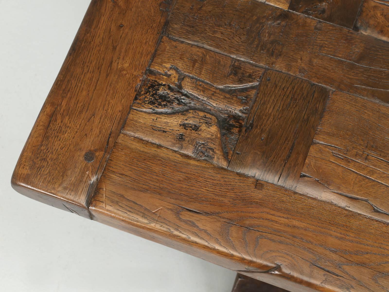 Country Antique French Trestle Style Dining Table Made from French White Oak, circa 1900