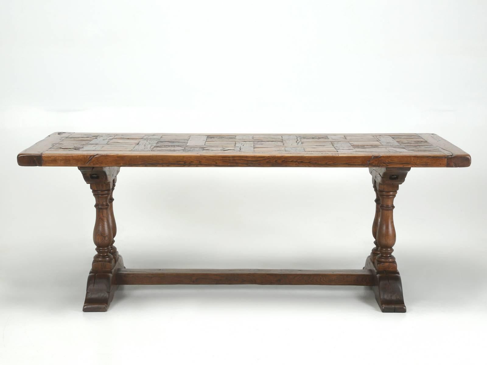 Antique French Trestle Style Dining Table Made from French White Oak, circa 1900 1
