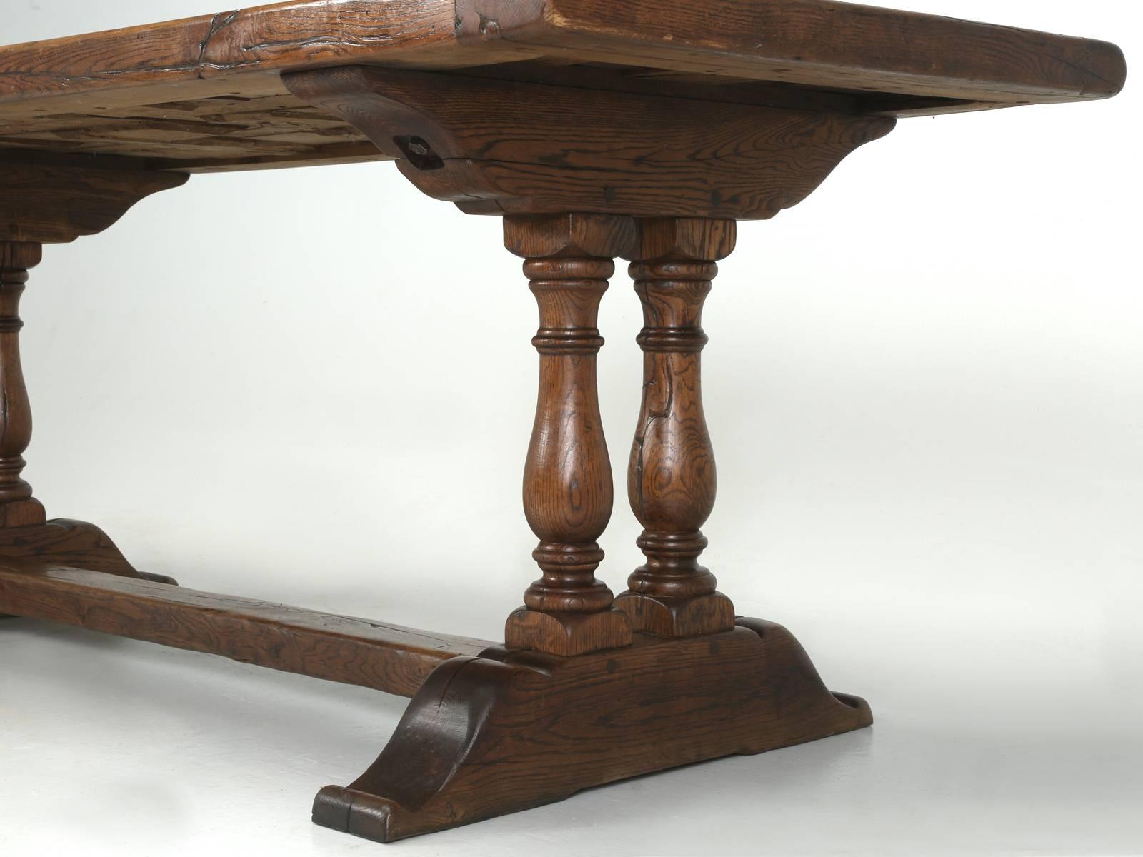 Antique French Trestle Style Dining Table Made from French White Oak, circa 1900 2