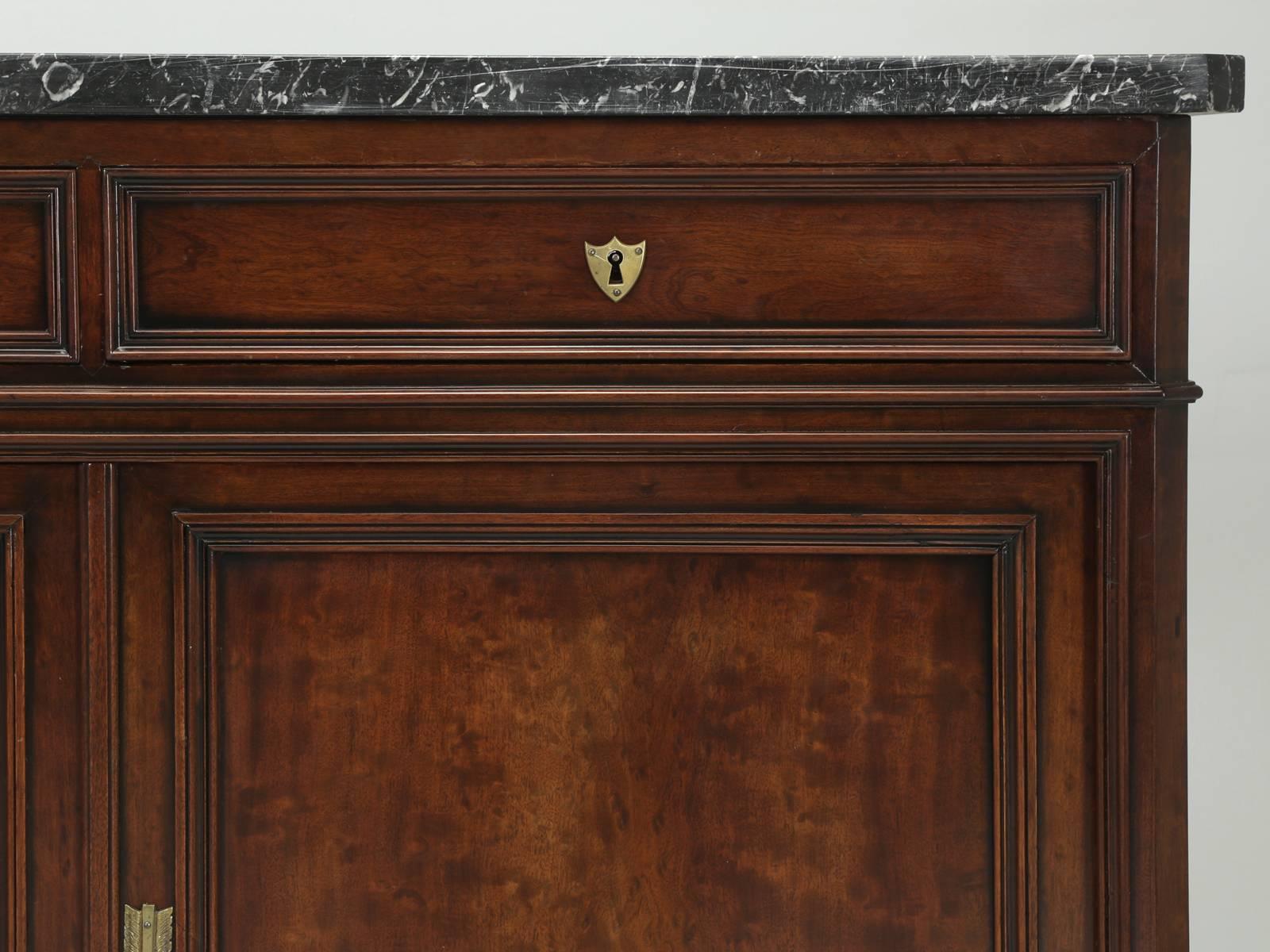 Antique French Buffet, or Sideboard with a Thick Marble Top, circa 1800s In Good Condition In Chicago, IL