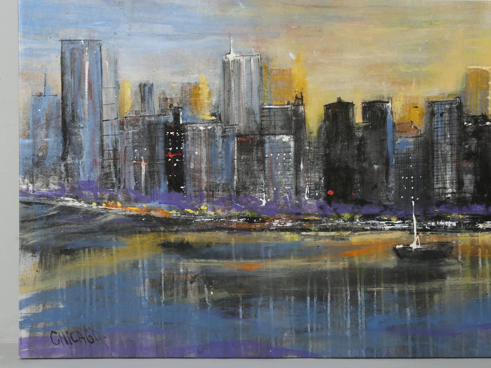 chicago skyline painting