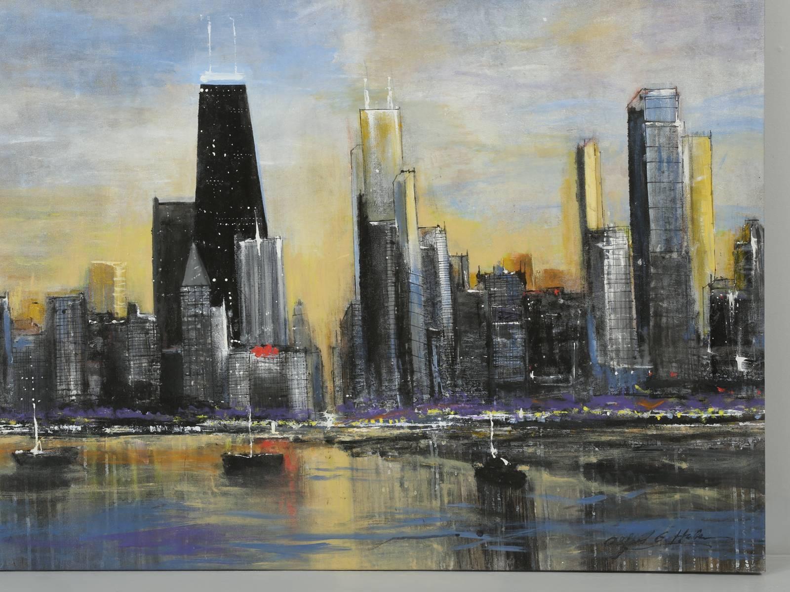 Unknown Oil Painting of the Chicago Skyline