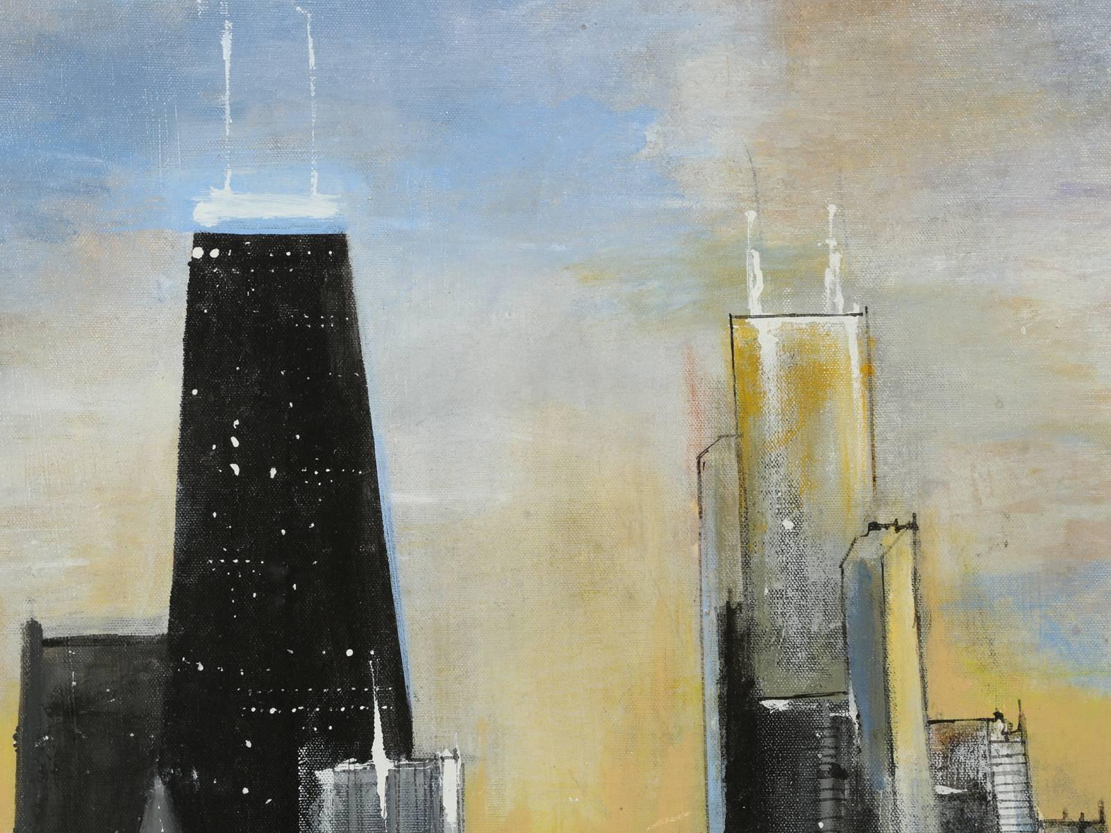 Late 20th Century Oil Painting of the Chicago Skyline