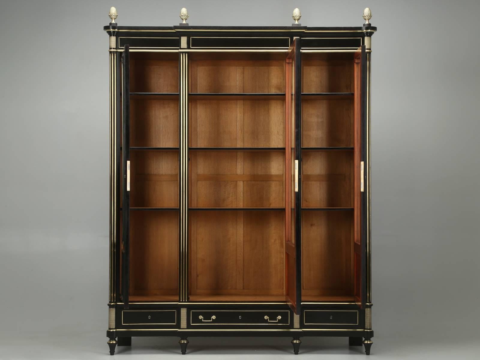 Antique French Ebonized Solid Mahogany Bookcase, or Cabinet, circa 1900 5