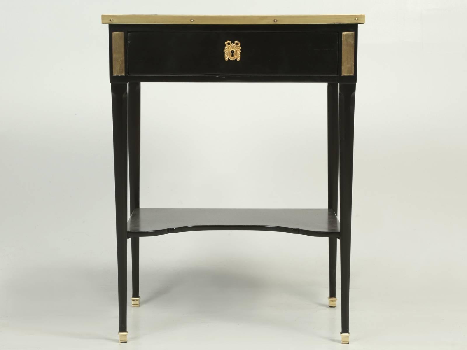 Antique French Louis XVI Style End or Side Table in an Ebonized Mahogany Finish 3