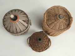 Grouping of Three Antique French Demijohn Glass Bottles