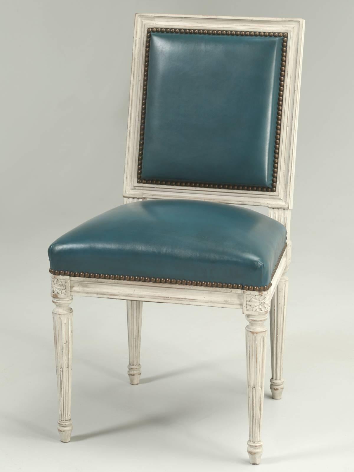 French Louis XVI Style Dining Chairs Hand-Made in France Armchair Available For Sale 2