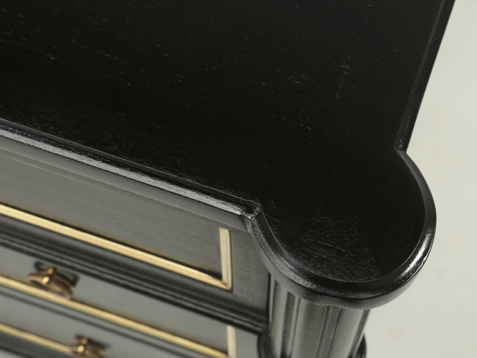 Mid-20th Century Jansen Inspired Black Louis XVI Style French Commode, or Chest of Drawers