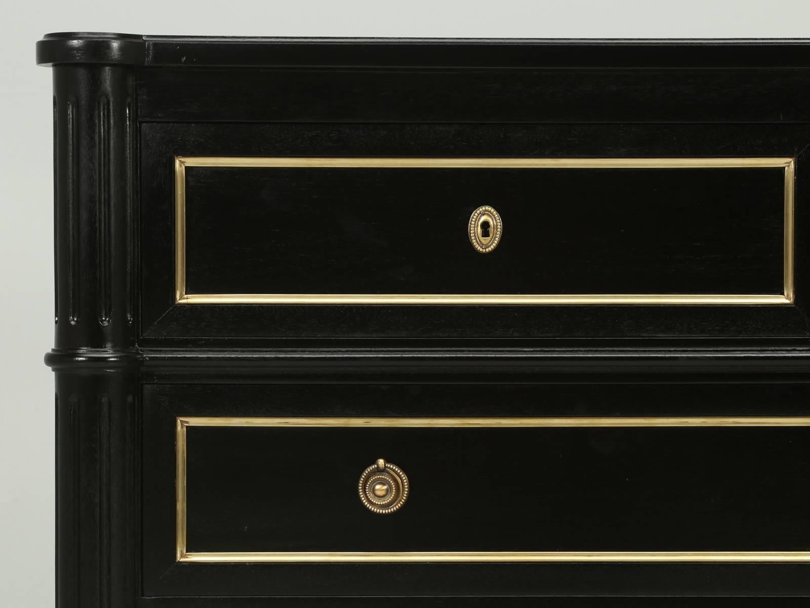 Jansen Inspired Black Louis XVI Style French Commode, or Chest of Drawers 2
