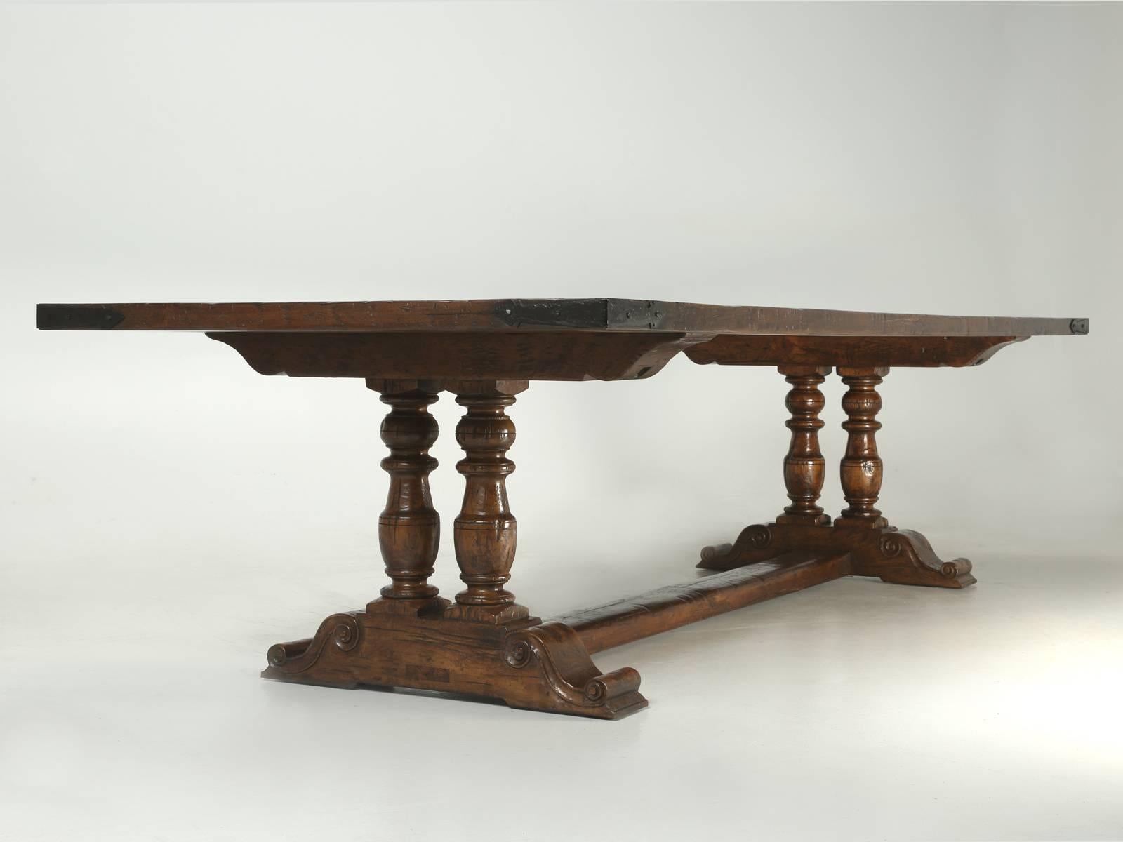 Hand-Crafted French Country Dining Table Made from Reclaimed Walnut in Chicago by Old Plank For Sale