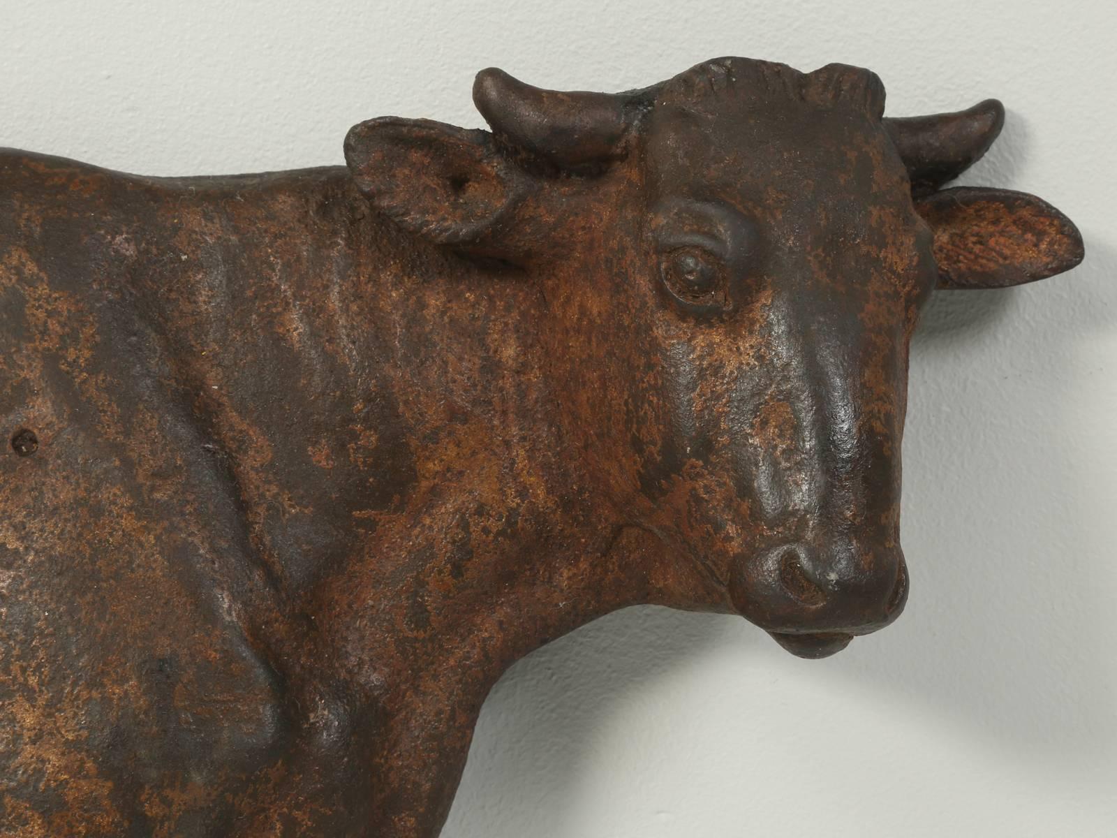 Country Antique French Steer Sign from a Butch Shop in Cast Iron