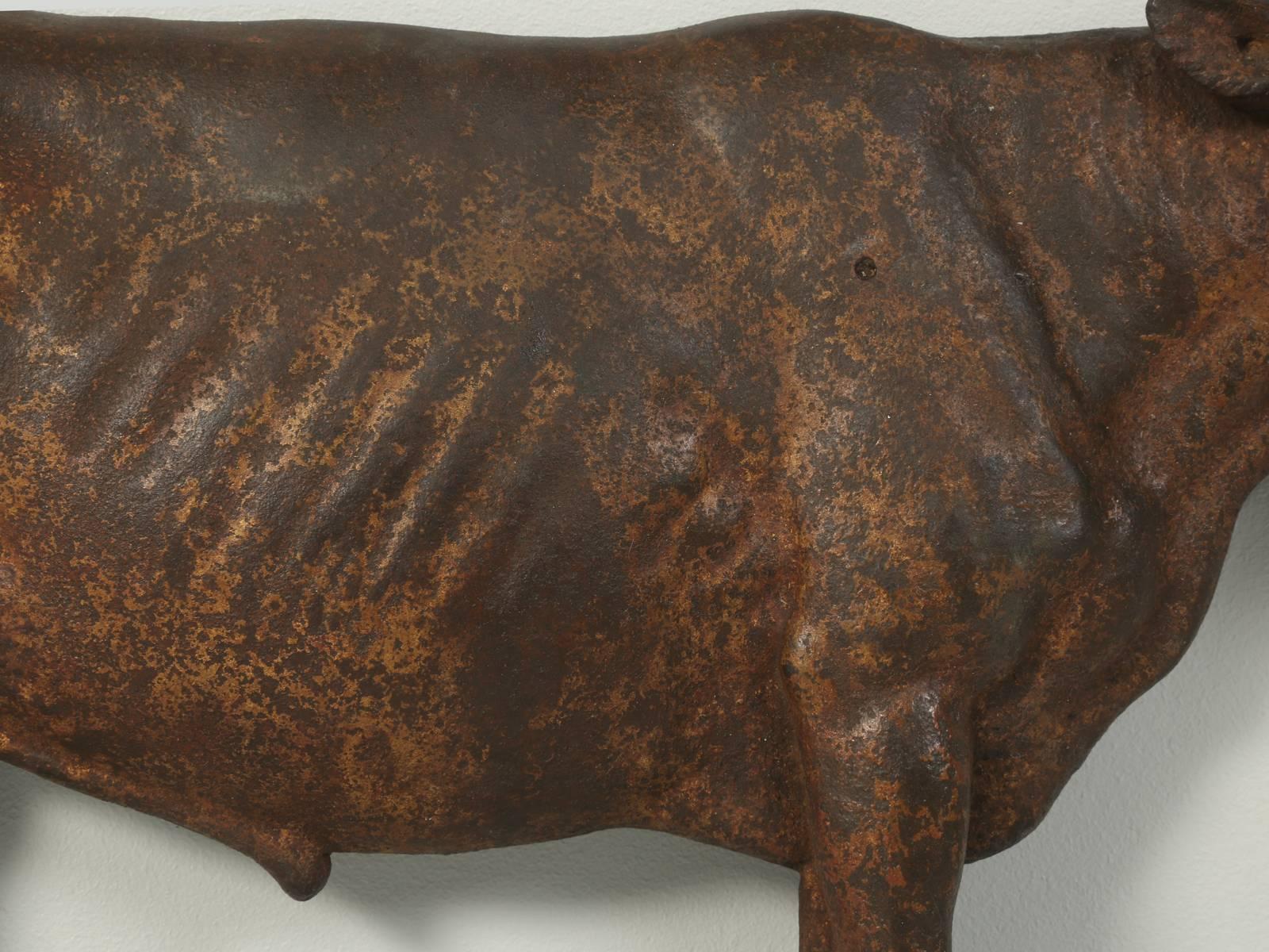 Antique French Steer Sign from a Butch Shop in Cast Iron In Good Condition In Chicago, IL