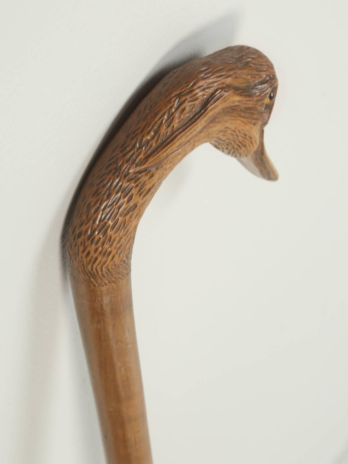 Folk Art Vintage French Walking Stick or Cane in a Duck Motif