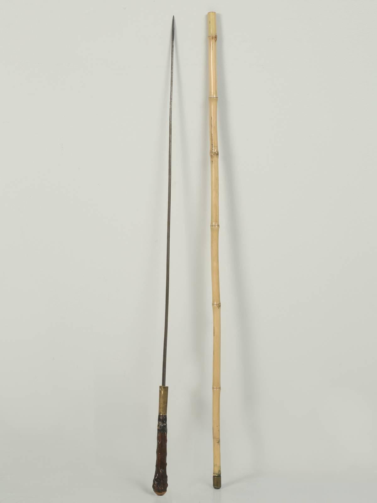 Early 20th Century Antique French Walking Stick or Cane, from Bamboo with a Hidden Sword Inside