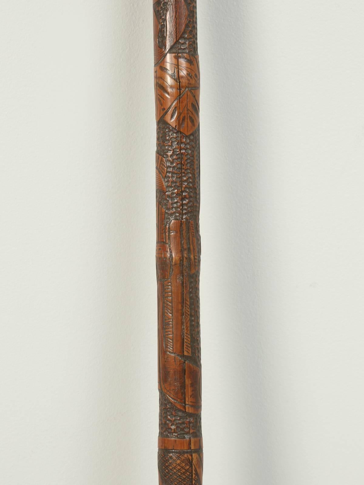 Folk Art Antique Walking Stick or Cane That Has a Hidden Large Sword Inside