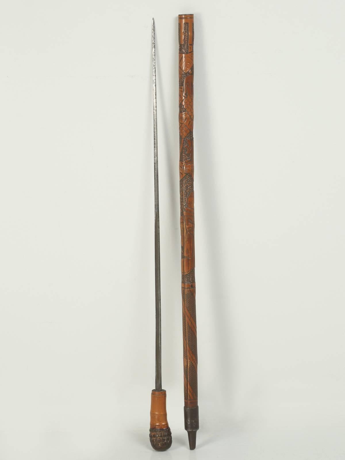 Early 20th Century Antique Walking Stick or Cane That Has a Hidden Large Sword Inside
