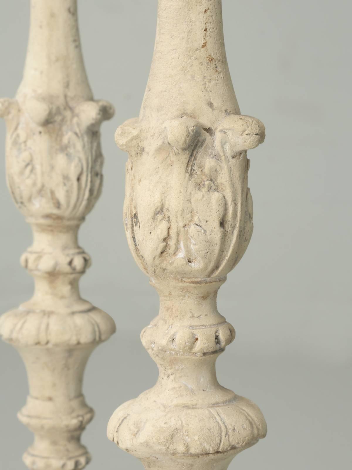 Country Italian or French Style Reproduction Faux Painted Candlesticks