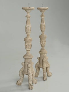 French or Italian Inspired Faux Painted Reproduction Candle Holders