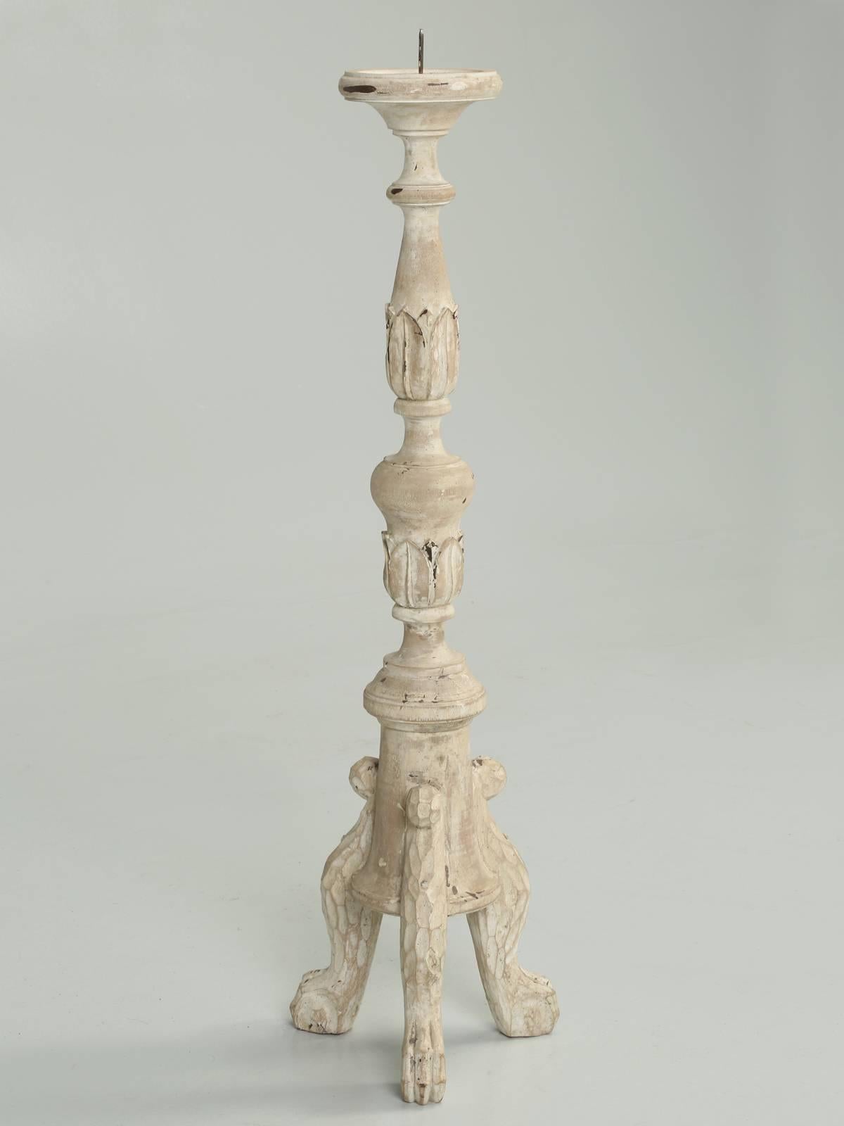 Reproduction faux painted Italian, or French style antique candlestick holder.