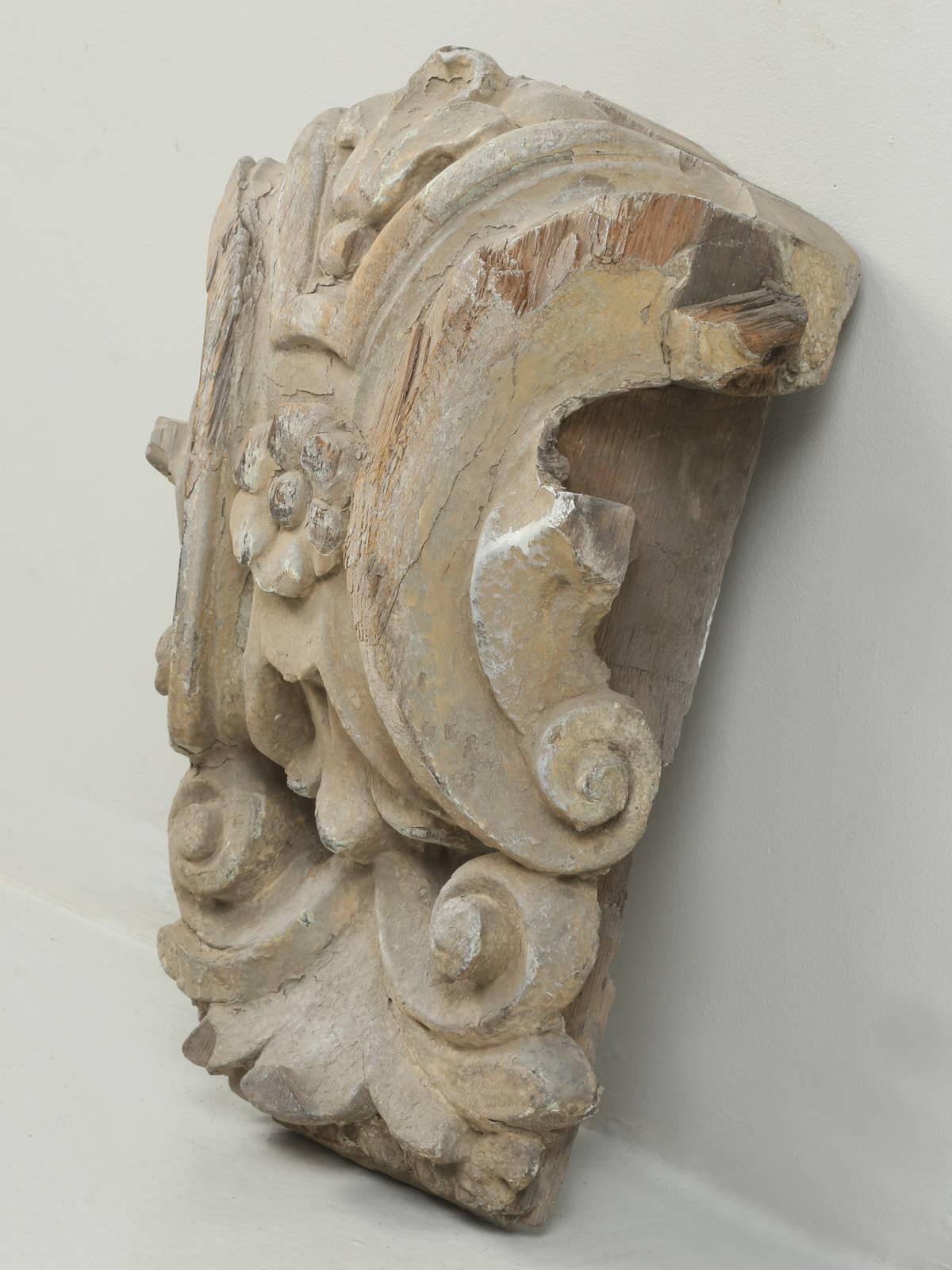 Antique hand-carved Italian decorative element, that we believe is from the 1700s. The finish is a bit hard to describe, but I can say with some clarity, that it appears to not have been touched in at least a 100-years. The fragment is quite heavy