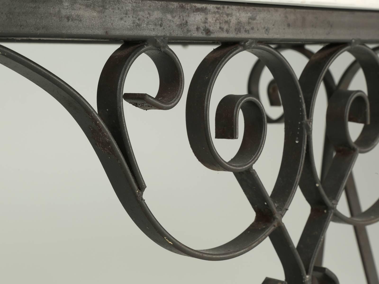 Vintage Metal and Faux Marble Console or Side Table In Good Condition In Chicago, IL