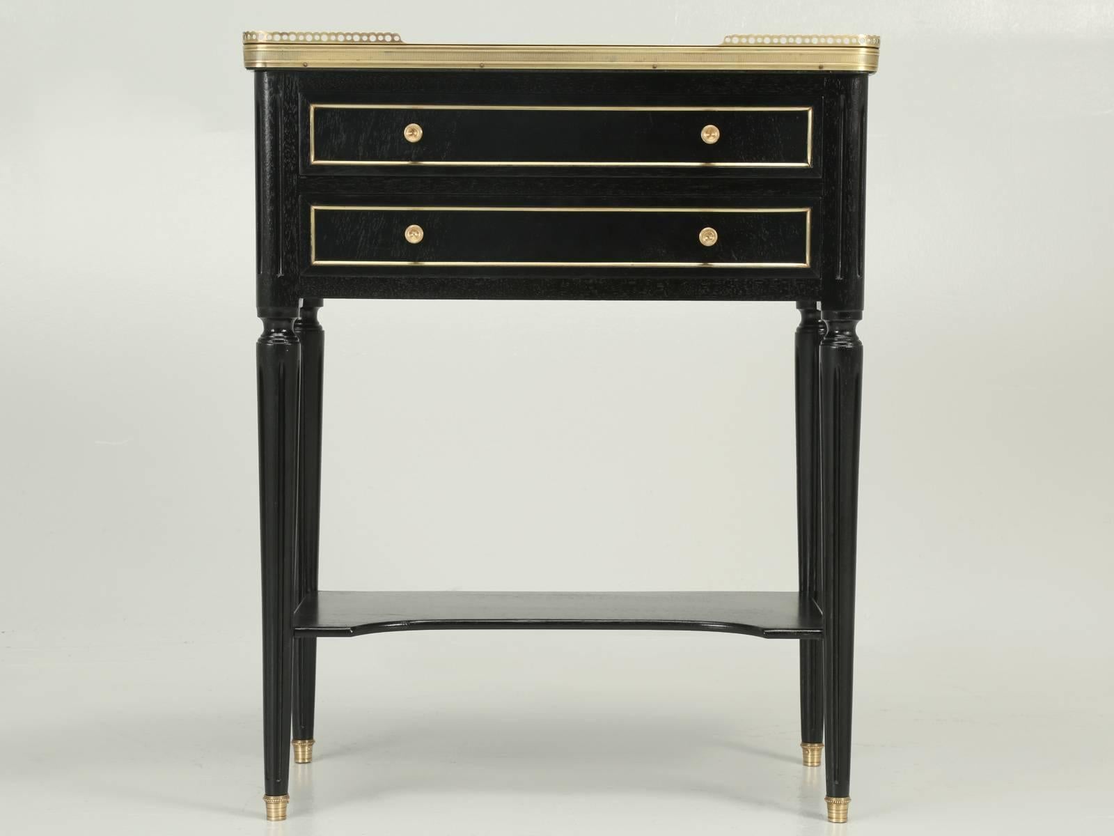 Antique French Louis XVI Style End Table or Night Stand in an Ebonized Finish In Good Condition In Chicago, IL