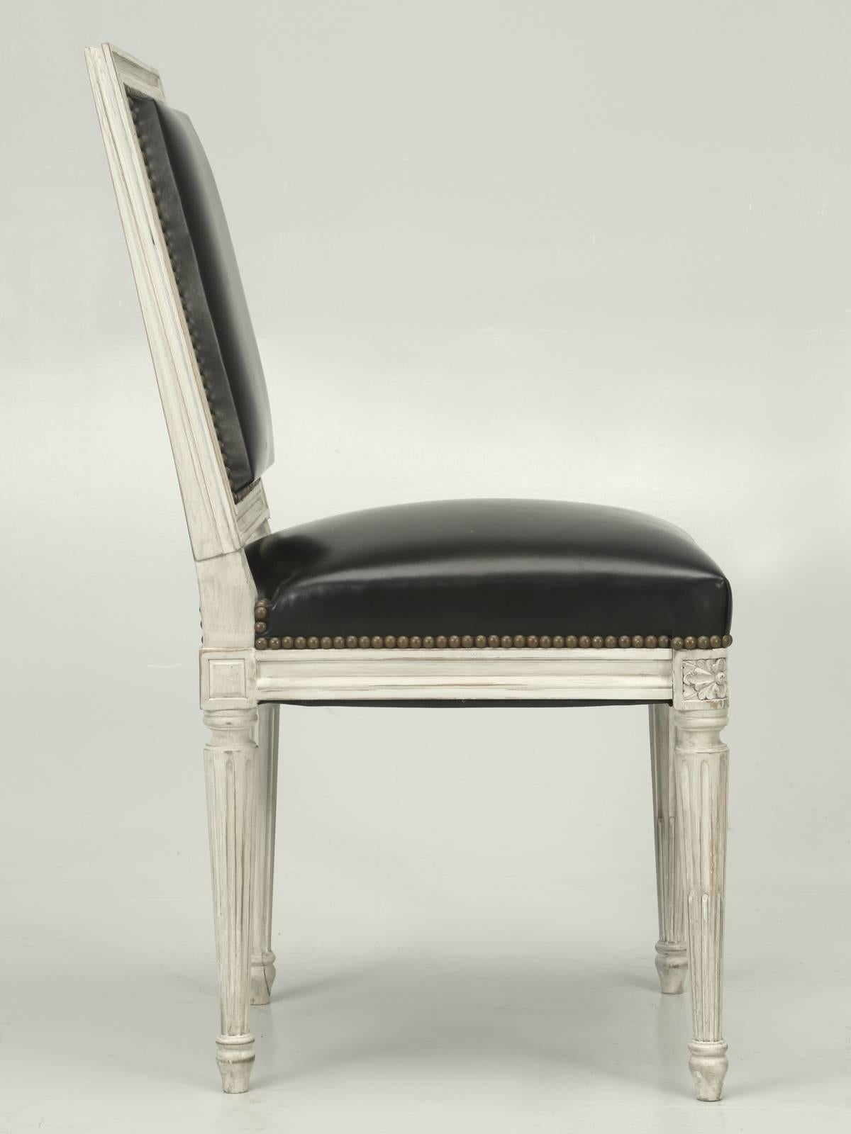 French Louis XVI Style Side Chairs Handmade in France from Old Plank Collection For Sale 3