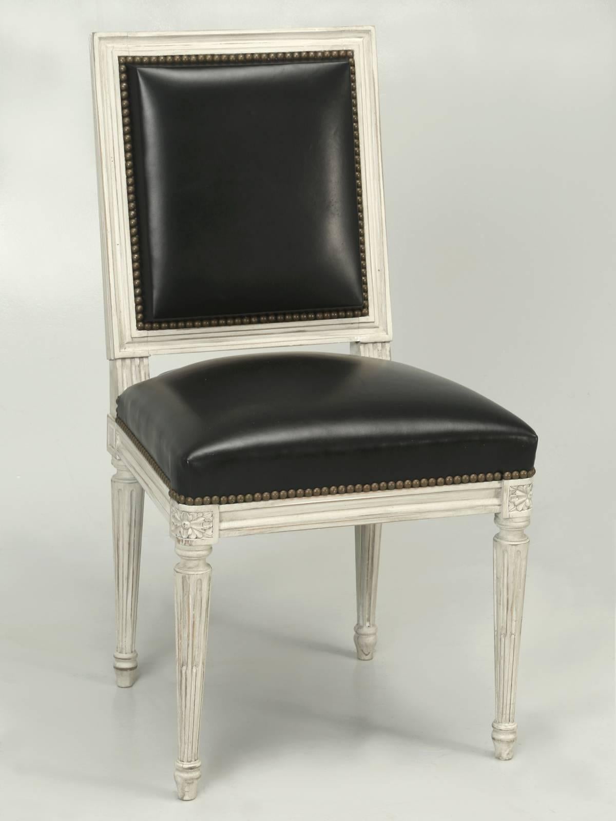 French Louis XVI Style Side Chairs Handmade in France from Old Plank Collection For Sale 2