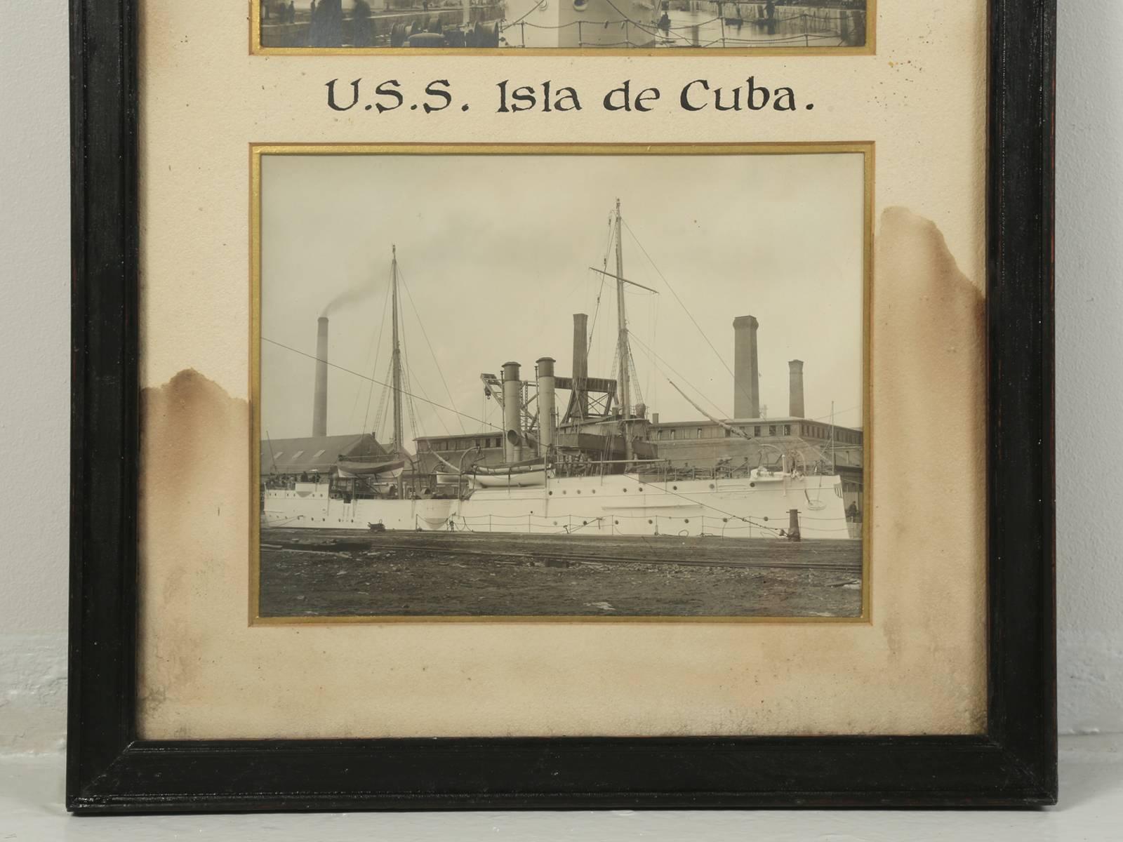 Photograph of the U.S.S. Isla De Cuba Warship In Fair Condition For Sale In Chicago, IL