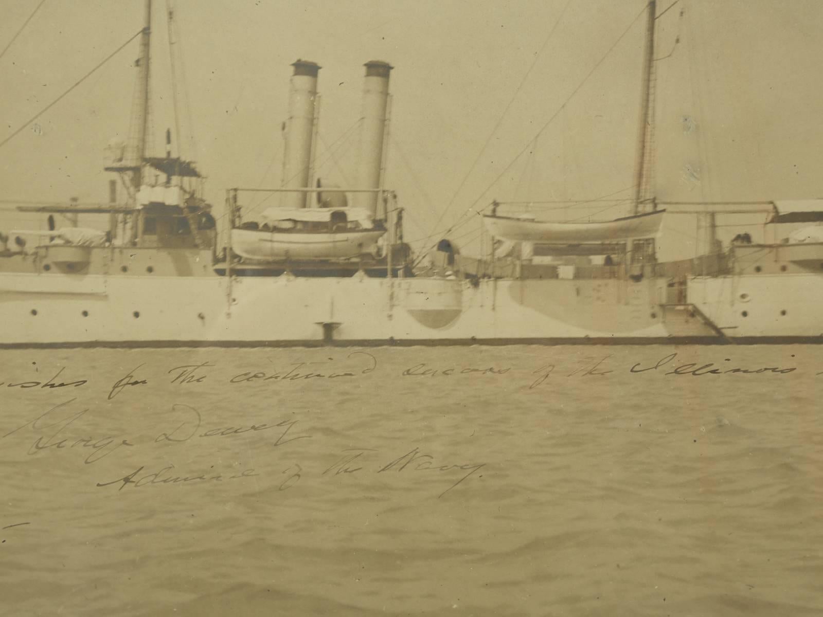 Hand-Crafted Signed Photograph by Admiral George Dewey of the U.S.S. Isle de Luzon