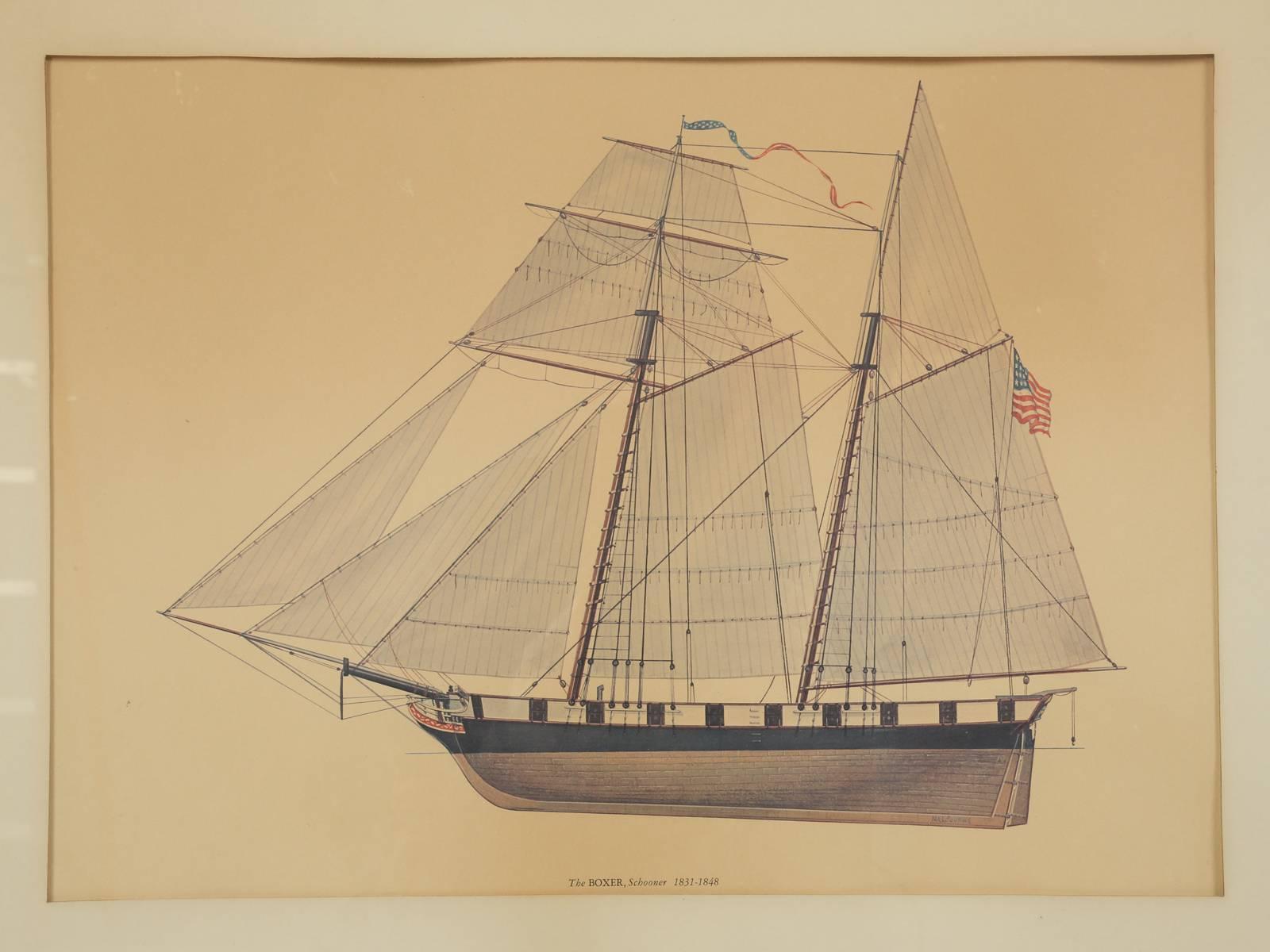 Our print of a sailing ship is so well done, that I thought it was an original watercolor for years. The print was hung at the Glenview Naval Air Station until 1995.