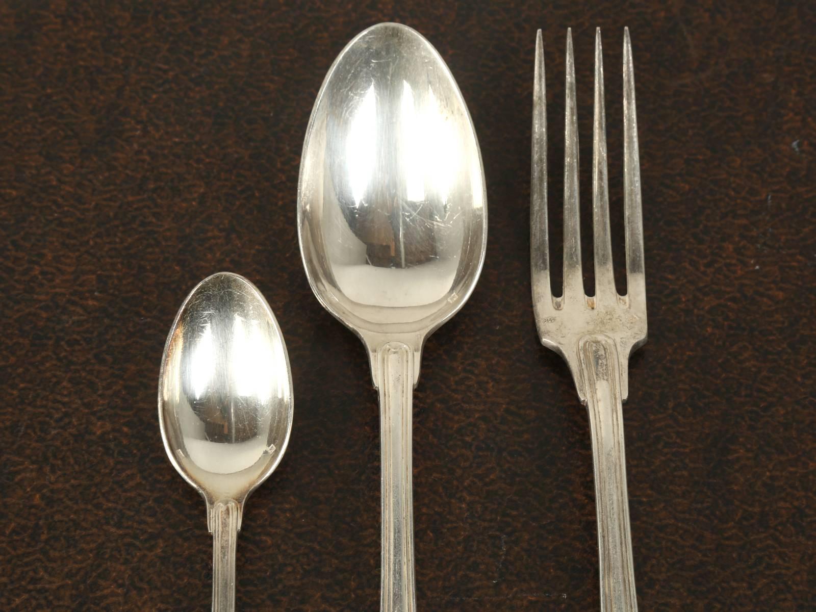 Antique French Silver Hallmarked Set of '34' Pieces; Forks, Spoons and a Ladle 3
