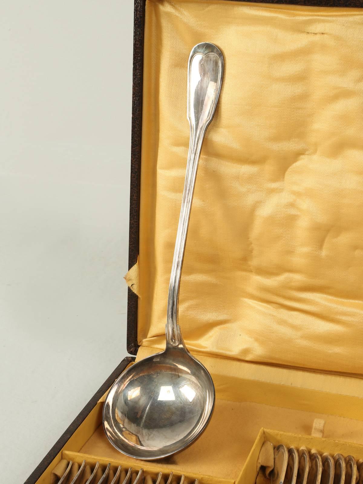 Antique French Silver Hallmarked Set of '34' Pieces; Forks, Spoons and a Ladle In Good Condition In Chicago, IL