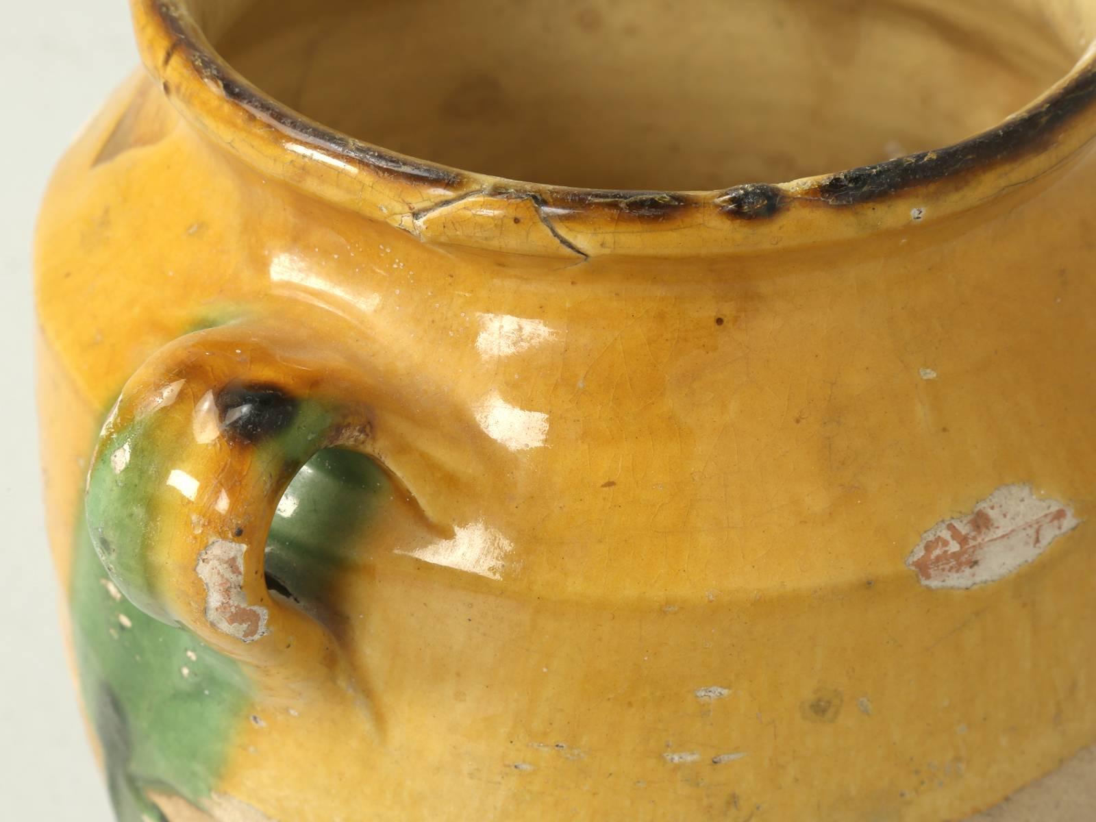 Early 20th Century Antique French Confit Pot in a the Classic the Classic Mustard Color