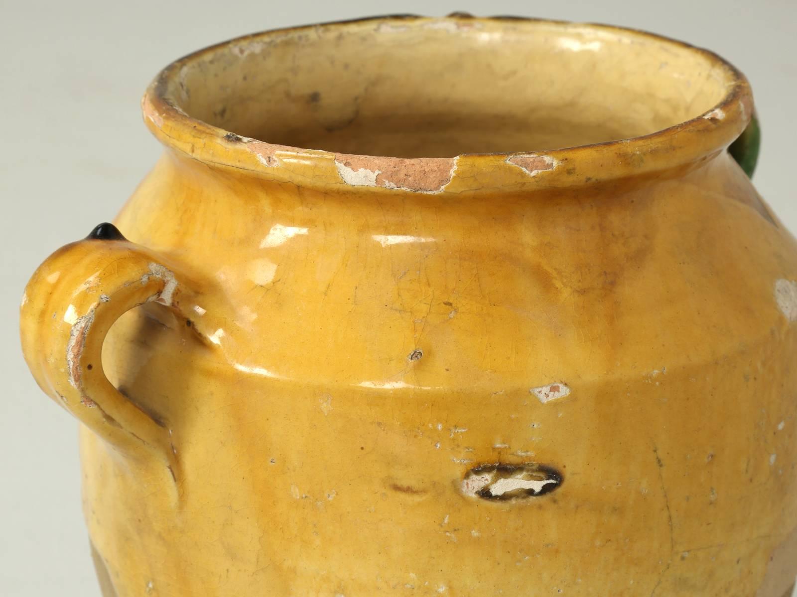 Antique French Confit Pot in a the Classic the Classic Mustard Color 1